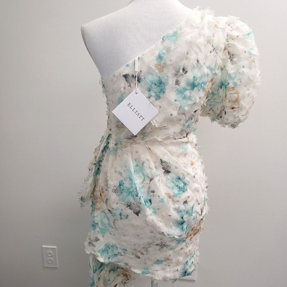Elliatt Nala 3D Floral Applique One Shoulder Dress Size XS - Picture 4 of 12